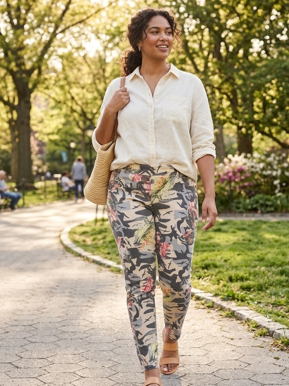 COCO + CARMEN Floral Stretch Denim Pants